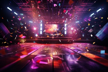 Obraz premium Imagery showcasing a New Year's party with a vibrant dance floor and DJ