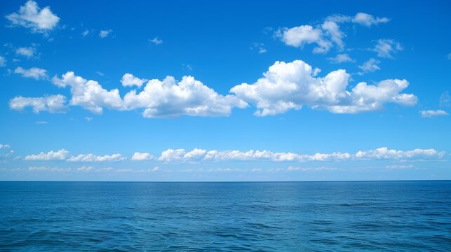 The sky is blue and the ocean is calm