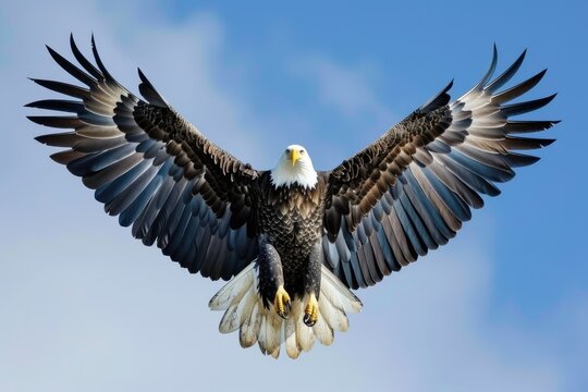 Majestic Bald Eagle Soaring with American Flag Wings