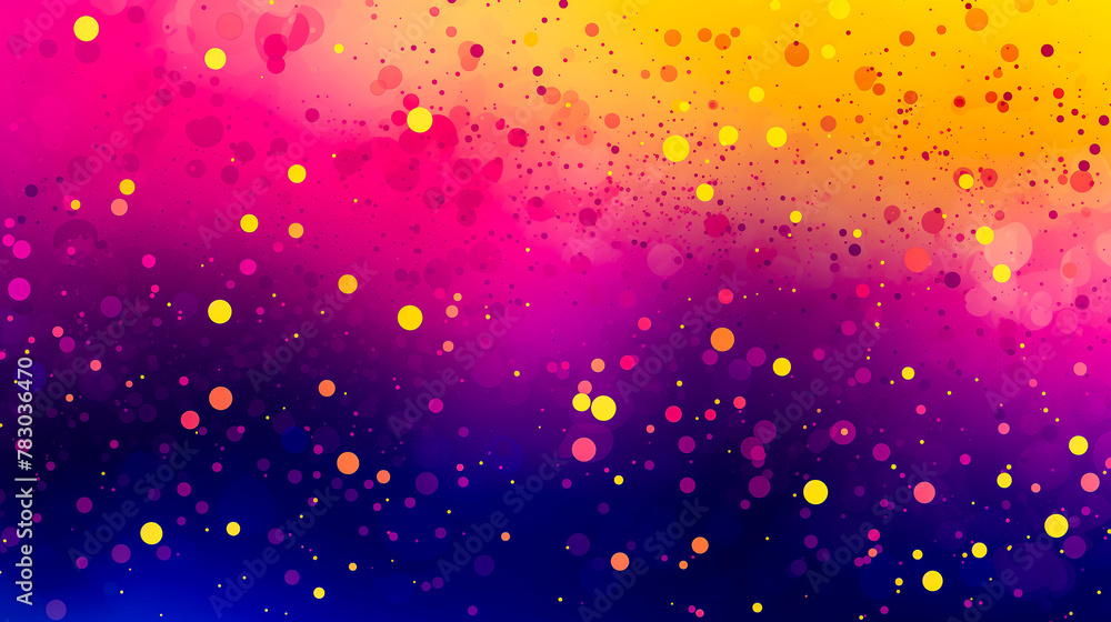 Poster abstract colorful background with sparkling dots in navy blue, yellow and fuchsia tones