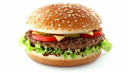 tasty beef burger with cheese and salad
