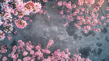 Spring's Tapestry: Cherry Blossoms Over Textured Backdrop
