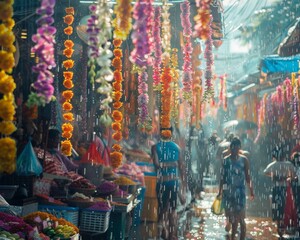 A lively Songkran market