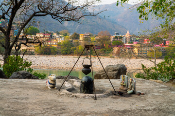 Yoga and Meditation and secret of Hinduism shiva linga, mountain valley rishikesh uttarakhand india...