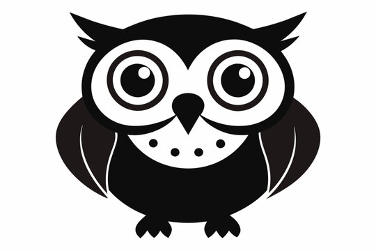 recommend clip art: simple illustration owl for toddlers smooth lines silhouette black  vector illustration