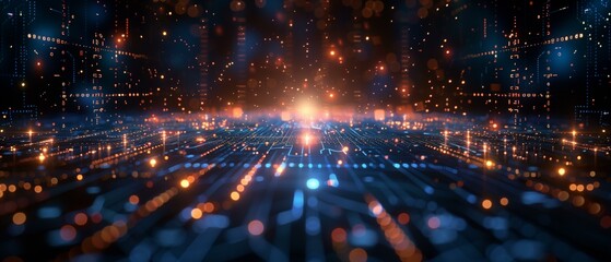 Technological evolution blue futuristic background with glowing lights, shiny science space data celebration