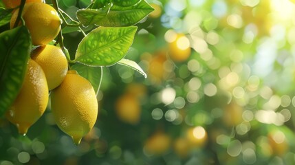 A Sunlit Lemon Tree Branch