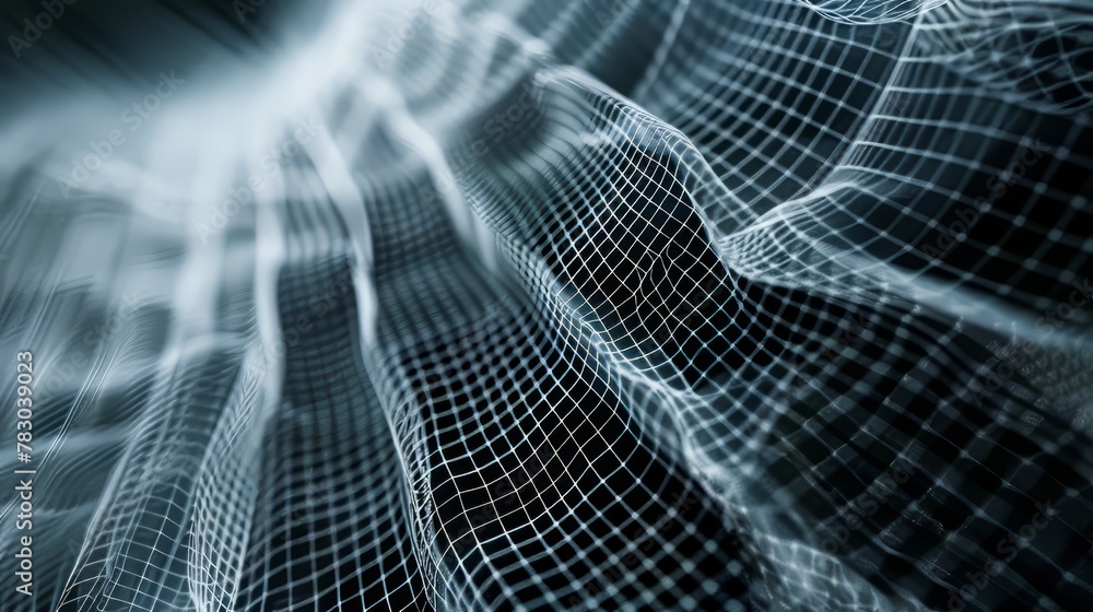 Poster abstract digital grid background with layers of transparency and opacity