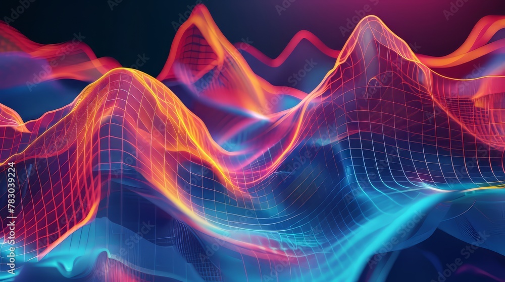 Poster abstract geometric grid background with fluid shapes and dynamic movement