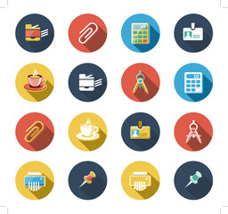 Business and office objects flat icons set