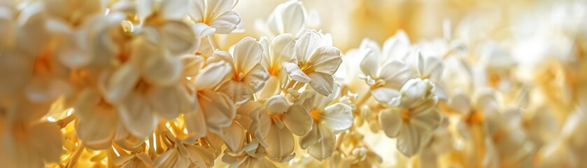 Fototapeta premium Close-up of jasmine garlands delicately crafted for Songkran symbolizing purity