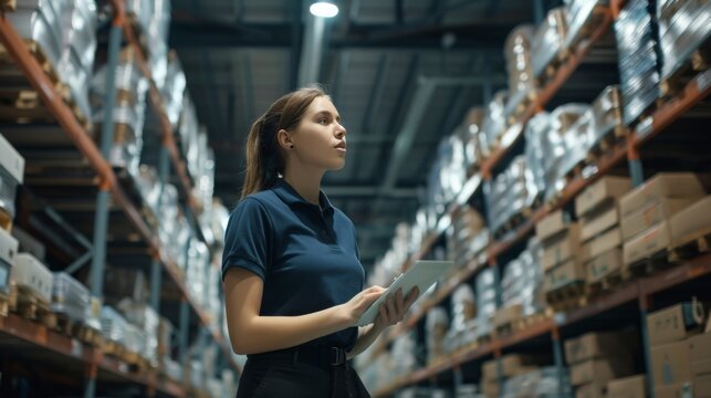 A Female Worker in Warehouse