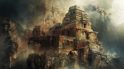 Foto op Canvas Ancient ruins shrouded in mystery and history, transporting viewers to distant lands © KerXing