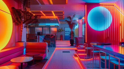 Bold and energetic design with vibrant neon accents