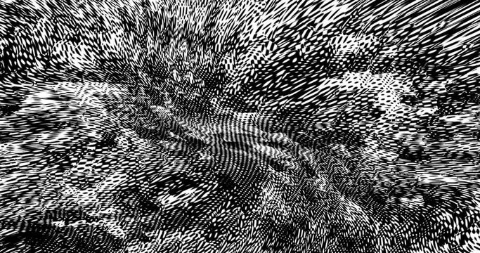 4k animated background, infinite loop - Halftone black and white moving weird thing.