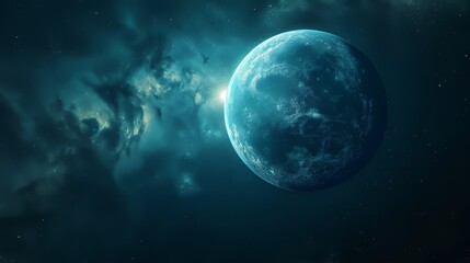 Obraz na płótnie Canvas Celestial 3D glow emanating from a distant planet or moon