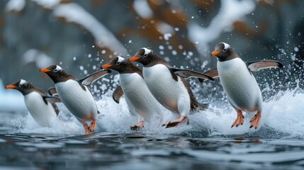 Fototapeta premium Dynamic Movement and Behavior of a Jumping Penguin.