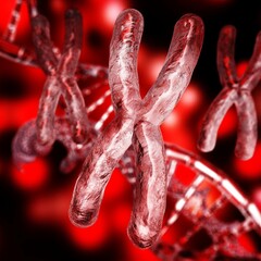 X chromosome against the background of DNA. Chromosomes and DNA.
3D rendering - 783043026