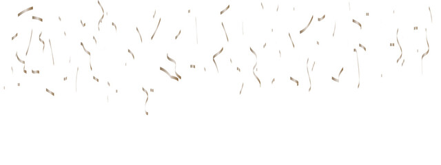 Abstract luxury golden confetti glitter and zigzag ribbon falling down on transparent background. Holyday, festive and celebration background. Vector illustration.