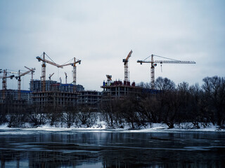 Embankment of the Moscow river in early spring