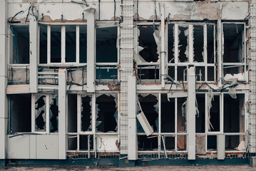 destroyed and burned houses in the city Russia Ukraine war