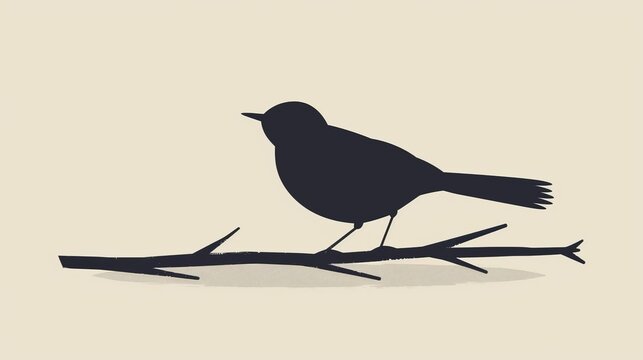 Simplistic and stylish minimalist  illustration of a lone bird
