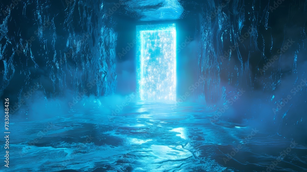 Poster supernatural 3d glow emanating from a mysterious portal or gateway