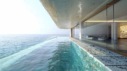 Fototapeta na wymiar Elegant Minimalist Luxury Swimming Pool in Modern Home