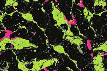 Seamless geometric pattern featuring lime green, pink, and black granite with gleaming silver veins