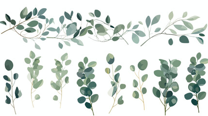 Eucalyptus Vector. Decorative Vector Leaves and Bra - obrazy, fototapety, plakaty