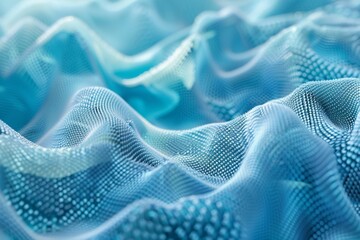 Close-up of Artistic rendering of breathable fabric technology with moisture wicking and air permeability features.
