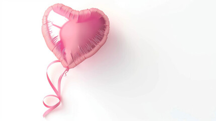 A pink heart baloon on white background
