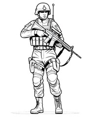 Obraz premium Paratrooper Coloring Sheet