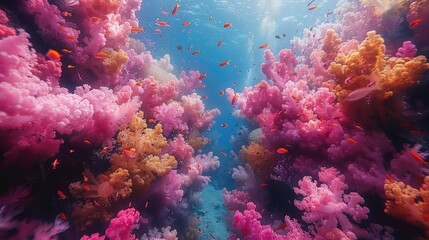 Fototapeta na wymiar Underwater Shot Revealing the Vibrant Colors of a Coral Paradise.
