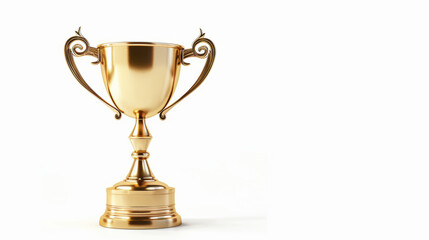 golden minimalistic trophy on white background