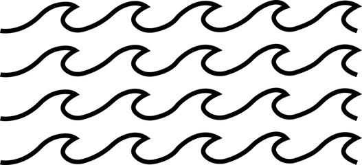Bundled wave icons in line styles. Wave illustration signs can be used for web, mobile app. Ocean symbol. Water sea element, Ocean liquid curve flowing swirl storm isolated on transparent background.