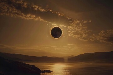 Fototapeta premium A breathtaking total solar eclipse captured in stunning detail, reminiscent of a National Geographic award-winning photograph