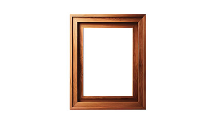 Classic Wooden Picture Frame on White Background.