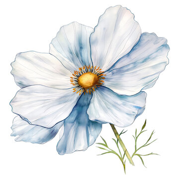 Cosmos flower in watercolor style isolated on transparent background