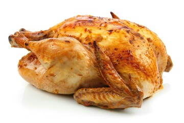 Juicy Roasted Chicken on Isolated White Background for Delicious Meal & Dinner