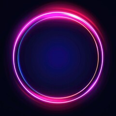 Neon Stroke Circle Frame - Glowing Round Border Banner with Light Effect