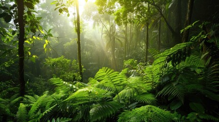 Lush Green Selva Jungle: A Tropical Paradise of Trees and Leaves