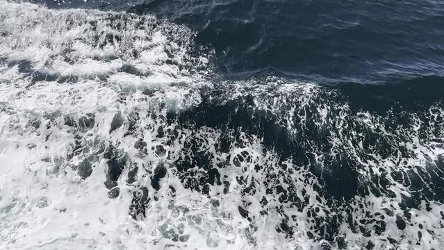 Seafaring: Starboard wave of a RoRo ferry in a calm sea