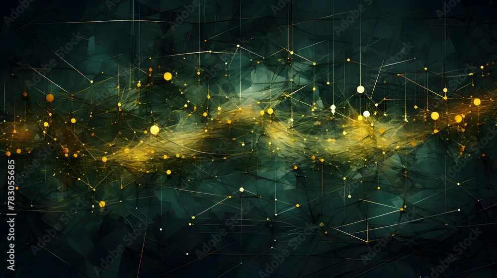 Wall mural digital green and yellow strings tangled together abstract graphic poster web page ppt background