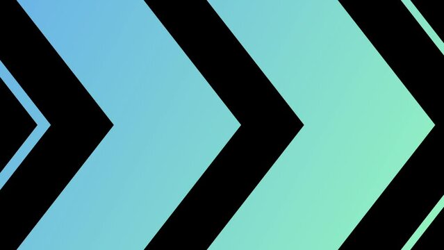 Black looping chevron arrow pulsing animation on blue green gradient background
