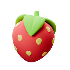 3D strawberry icon. Realistic illustration of a strawberry in a plastic cartoon style isolated on a white background.