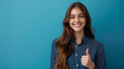 Young Woman Giving Thumbs Up - obrazy, fototapety, plakaty