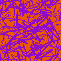 Fototapeta premium Abstract Hand Drawing Two Colors Mix Scribbled Brush Strokes Scratches Lines Seamless Geometric Vector Pattern Isolated Background