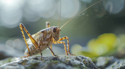 Closeup of a cricket with a blurry background.Depth of Field