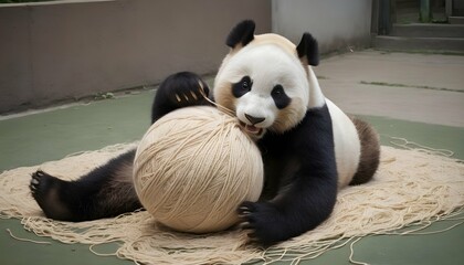 A-Giant-Panda-Playing-With-A-Ball-Of-Yarn- 3